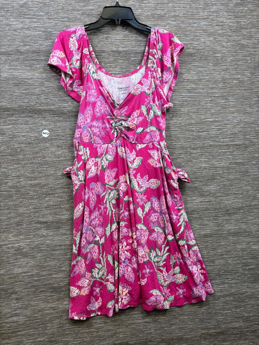 Torrid Super Soft Jersey Knit Fit & Flare Florar Dress Size 0 (12) Pink Stretch